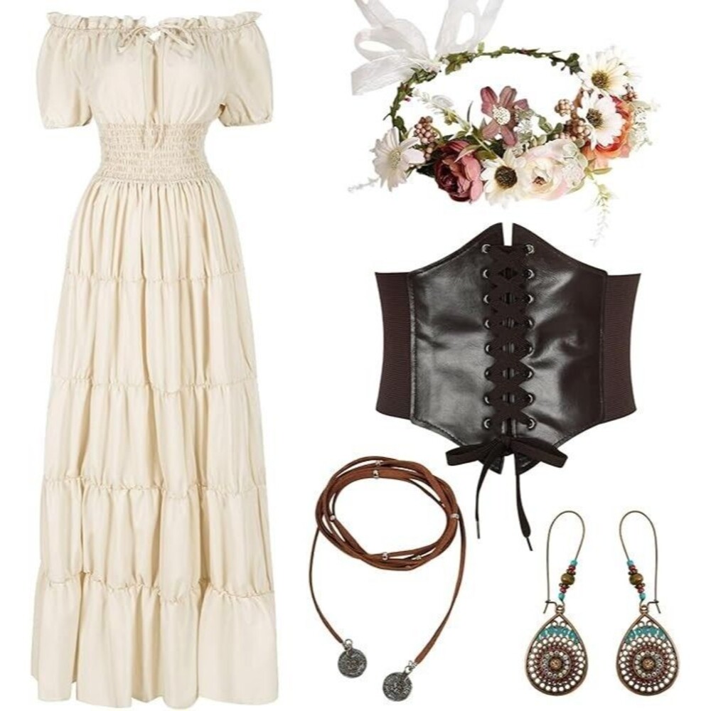 5Pcs Halloween Renaissance Medieval Dress Costume Women M Spooktacular Creations